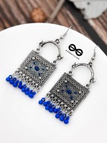 The Embellished Trunk - Oxidised Boho Earrings - Blue