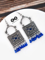 The Embellished Trunk - Oxidised Boho Earrings - Blue