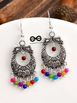 The Little Intricate Aztec Danglers - Oxidised Boho Earrings