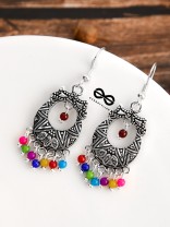The Little Intricate Aztec Danglers - Oxidised Boho Earrings