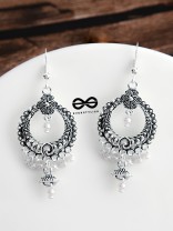 The Intricate Floral Circled Danglers - Oxidised Boho Earrings