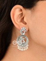 An Intricate Peacock Artwork - Oxidised Boho Earrings