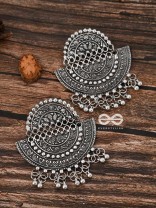 The Intricate Moon Artwork - Oxidised Boho Earrings
