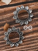 The Pointy Floral Studs - Oxidised Boho Earrings