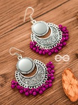 The Mirror Motifs (Pink) - Oxidised Boho Earrings