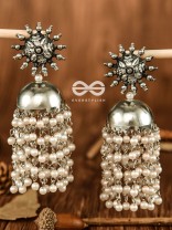 The Dangling Pearl Statement Jhumka Earrings - Oxidised Boho Earrings