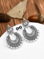 The Elegant Motif Pearls - Oxidised Boho Earrings