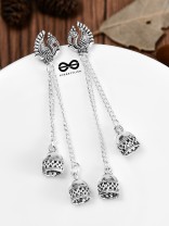 The Double Jhumki Vintage Peacock Danglers - Oxidised Boho Earrings