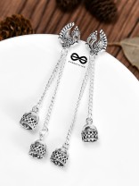 The Double Jhumki Vintage Peacock Danglers - Oxidised Boho Earrings