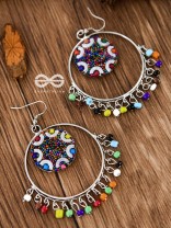Colour Me Crazy - Oxidised Boho Earrings - Silver
