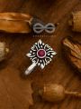 THE GEOMETRIC MOTIFS - INTRICATE NON PIERCED NOSE-PIN (Ruby red)