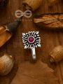 THE GEOMETRIC MOTIFS - INTRICATE NON PIERCED NOSE-PIN (Ruby red)