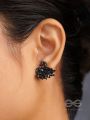 The Crystal Feathered Swans - Statement Embellished Studs - Black