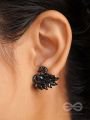 The Crystal Feathered Swans - Statement Embellished Studs - Black