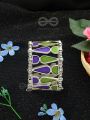 Kaliedoscope of Colours - Statement Enamelled Bracelet (Violet - Green)