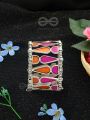 Kaliedoscope of Colours - Statement Enamelled Bracelet (Orange - Magenta)