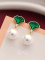 The Ever'green' Enchantment- Golden Pearl Earrings (Emerald Green)