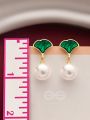 The Ever'green' Enchantment- Golden Pearl Earrings (Emerald Green)