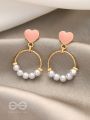 The Frosted Ring- Golden Pearl Earrings