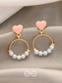 The Frosted Ring- Golden Pearl Earrings