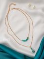 The Sea of Emeralds- Golden Embellished Necklace 