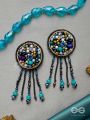 Velaam- The Sandy Beach- Stones and Glass Beads Embroidered Earrings