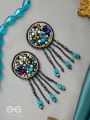 Velaam- The Sandy Beach- Stones and Glass Beads Embroidered Earrings