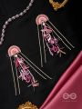 Saraṇyu-The Splendid Spring - Stones and Sequins Embroidered Statement Earrings