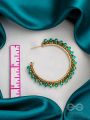 The 'Jade'd Sun- Golden Embellished Hoop Earrings