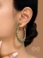 The 'Jade'd Sun- Golden Embellished Hoop Earrings