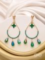 The 'Jade'drops- Golden Embellished Earrings