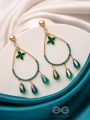 The 'Jade'drops- Golden Embellished Earrings