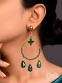 The 'Jade'drops- Golden Embellished Earrings