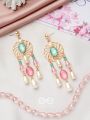 The Rainbow Mist- Golden Pearl Earrings