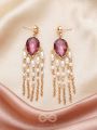 The Purple Rain- Golden Embellished Earrings