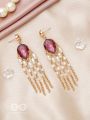 The Purple Rain- Golden Embellished Earrings