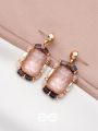 The Pink Peony- Golden Embellished Earrings