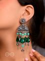 The Emerald Eden- Oxidised Embellished Earrings