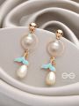 The Minty Mermaid- Golden Pearl Earrings