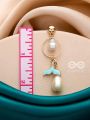 The Minty Mermaid- Golden Pearl Earrings