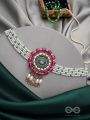 Praatika- The China Rose- Stones & Glass Drops Embroidered Choker Necklace