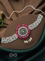 Praatika- The China Rose- Stones & Glass Drops Embroidered Choker Necklace