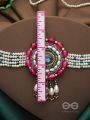 Praatika- The China Rose- Stones & Glass Drops Embroidered Choker Necklace