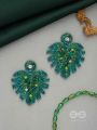 Parnin- The Verdant Leaf- Stones, Sequins & Glass Beads Embroidered Earrings