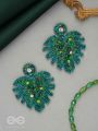 Parnin- The Verdant Leaf- Stones, Sequins & Glass Beads Embroidered Earrings