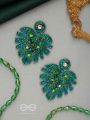 Parnin- The Verdant Leaf- Stones, Sequins & Glass Beads Embroidered Earrings