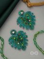 Parnin- The Verdant Leaf- Stones, Sequins & Glass Beads Embroidered Earrings