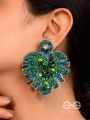 Parnin- The Verdant Leaf- Stones, Sequins & Glass Beads Embroidered Earrings