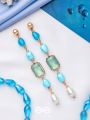 The Pastel Pops- Golden Pearl Earrings (Blue)