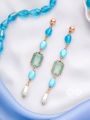 The Pastel Pops- Golden Pearl Earrings (Blue)